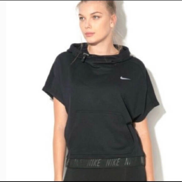 Nike | Sweaters | Nike Training Short Sleeve Hoodie S Black | Poshmark